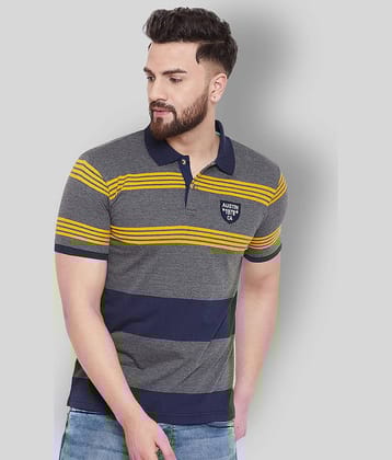 AUSTIN WOOD Pack of 1 Cotton Blend Regular Fit Striped Half Sleeves Men's Polo T Shirt ( Grey )