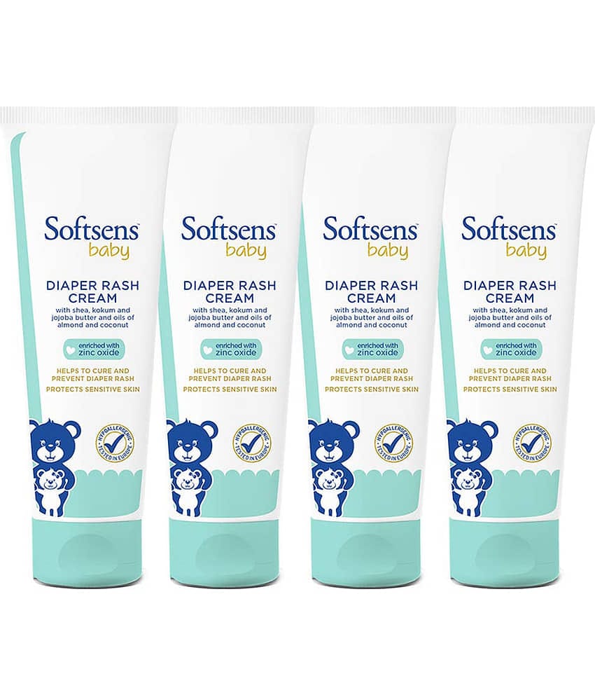 Softsens Baby Natural Diaper Rash Cream Enriched With Aloe Vera Juice and Shea Butter 50g, Pack of 4