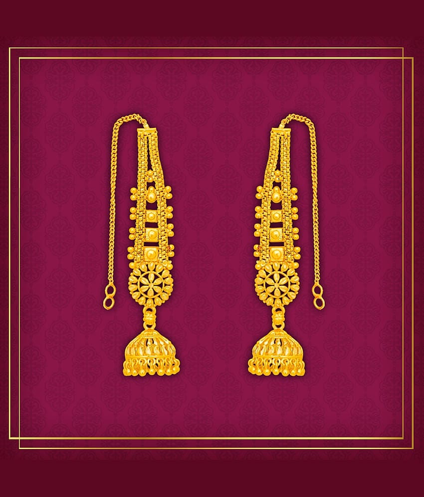 LUV FASHION Golden Ear Chain Earrings ( Pack of 1 )