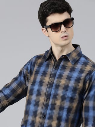 Navy Blue Checks Full Sleeves Shirt-38