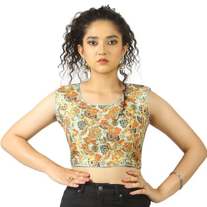 TheHangr Sea Green Brocade Flower Print Blouse -  36