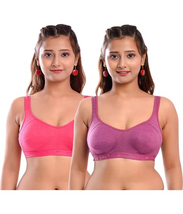 Elina Pack of 2 Cotton Non Padded Women's Racerback bra ( Multi Color )