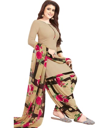 SAI DESIGNS Brown Crepe Dress Material
