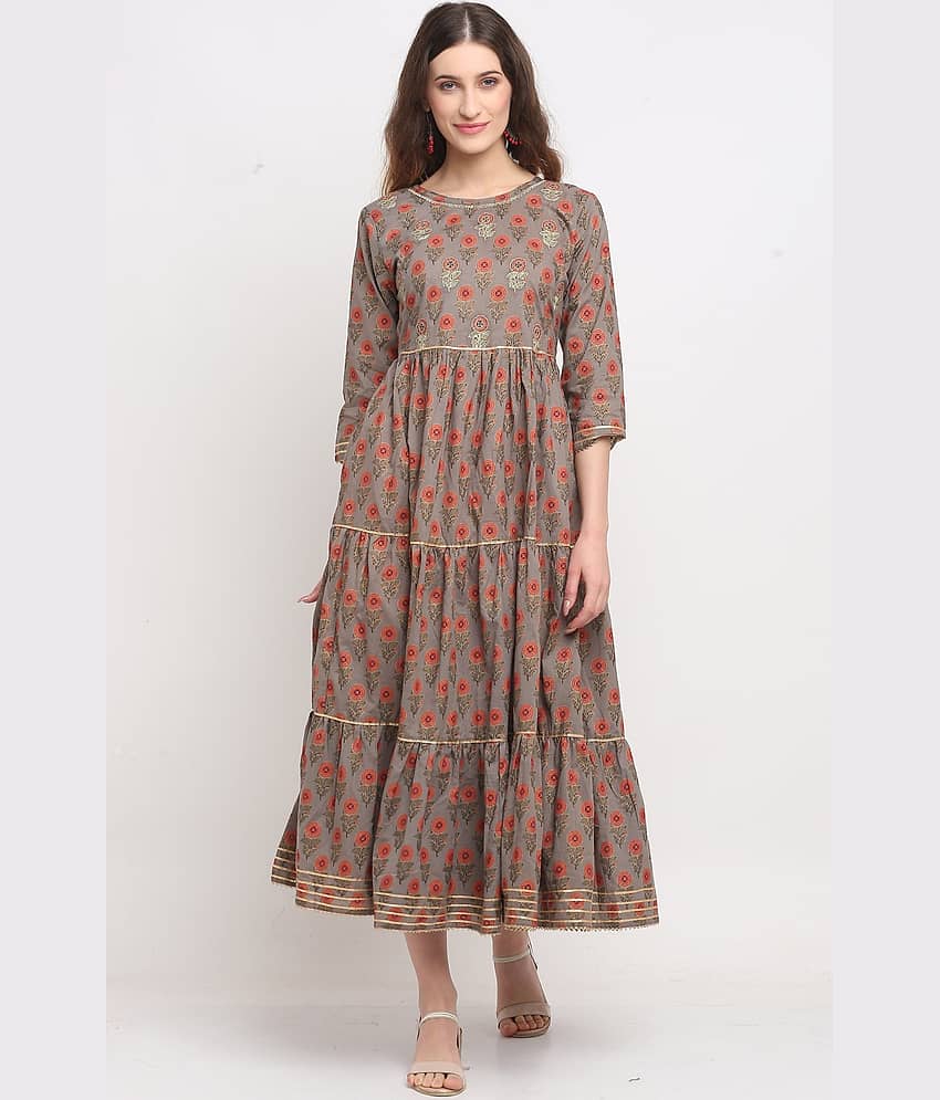 Rajnandini - Grey 100% Cotton Women's A-line Kurti ( Pack of 1 )