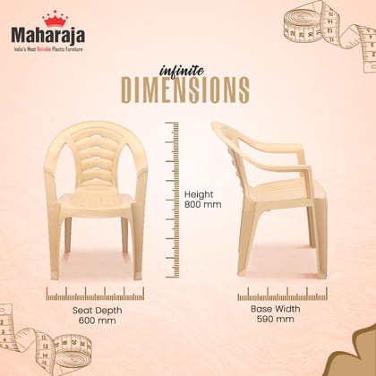 MAHARAJA Sunrise for Home,Office | Comfortable | ArmRest | Bearing Capacity Upto 200Kg Plastic Outdoor Chair