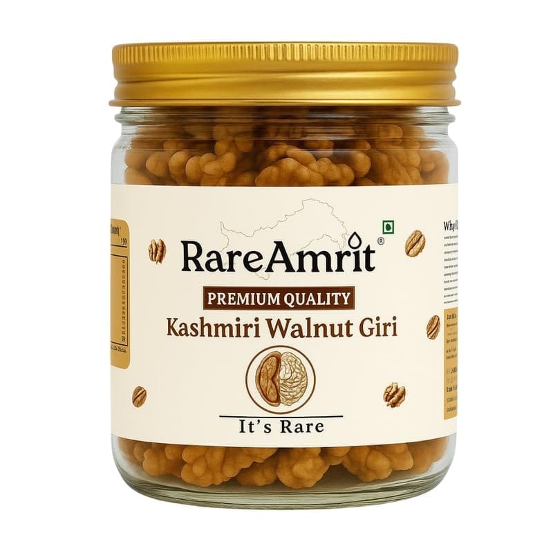 Rareamrit Curved Special Kashmiri Mamra Almonds| Handpicked Straight from Kashmir Farms | Premium High Oil Content Badam | Boosts Memory, Immunity & overall Strength | Mamra Badam Giri or Almond Giri