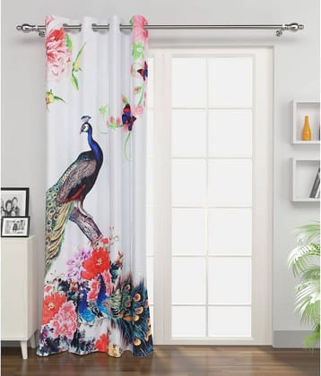 BELLA TRUE Birds Semi-Transparent Eyelet Curtain 7 ft ( Pack of 1 ) - Multicolor