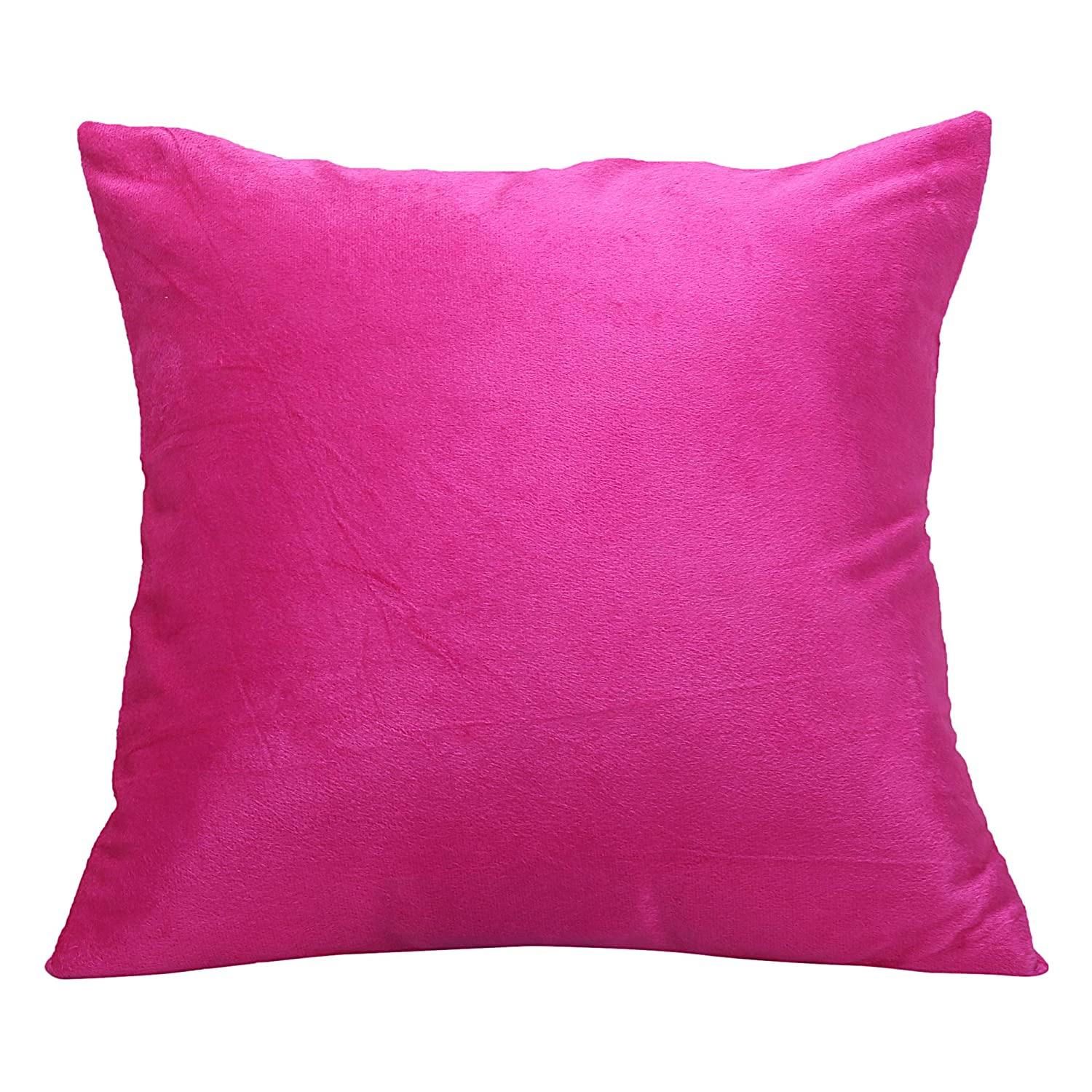 Solid Pink Velvet Cushion Cover-12 x 12 inches / Plain Cotton Backing