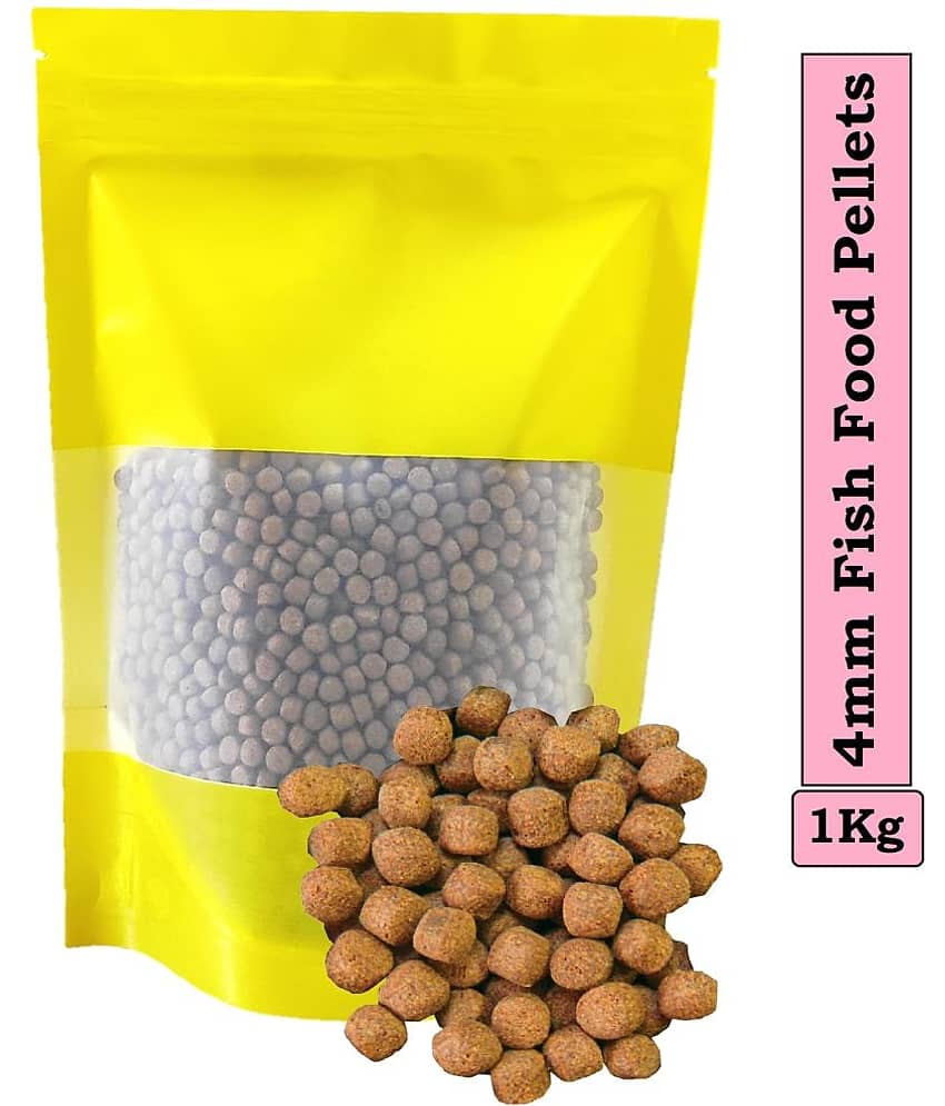 Fish Food for Aquarium with Protein | Aquarium Fish Food for All Small and Medium Tropical Fishes| Daily Nutrition Pellet Fish Feed for Health & Growth |  4mm 1Kg fish food
