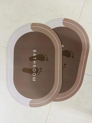 Rubber Bath mats Quick-Drying Non-Slip Bathroom mat Super Absorbent Bath mat Instant Dry Bath mat, Bathroom Rug in Front of The Kitchen Sink, Shower Room, Bathtub, Oval (Brown Grey)
