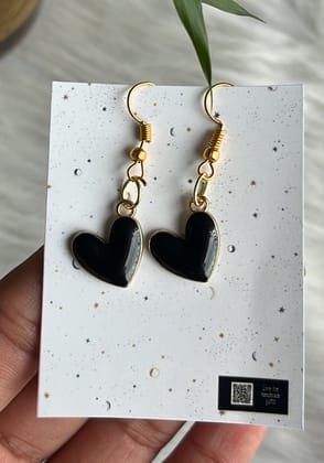 Heart Earrings-Black