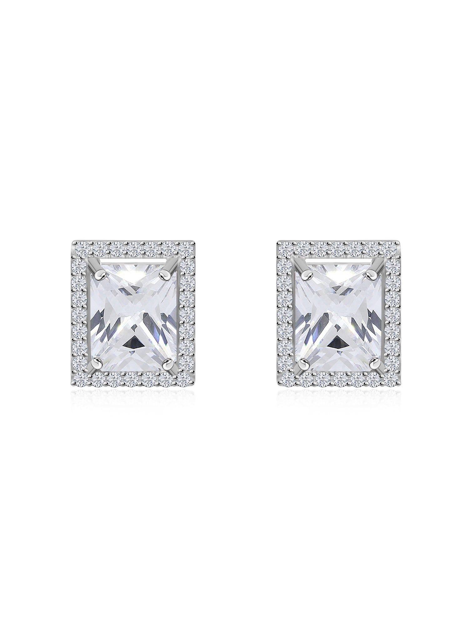 925 Silver American Diamond Statement Party Earrings For Women