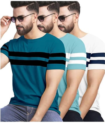 AUSK Pack of 3 Cotton Blend Regular Fit Men's T-Shirt ( White )