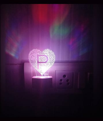 DIONA Night Lamp P Alphabet Heart Shape Bedroom, Living Room, Kids Room