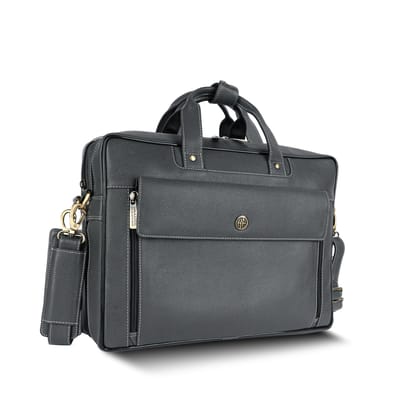 HAMMONDS FLYCATCHER Genuine Leather Office Bag for Men, 15.6" Professional Leather Laptop Bag for Men for Office, Travel, Daily Use, Adjustable Strap & Multi Compartments - 1 Year Warranty - Grey HAMMONDS FLYCATCHER Genuine Leather Office Bag for Men, 15