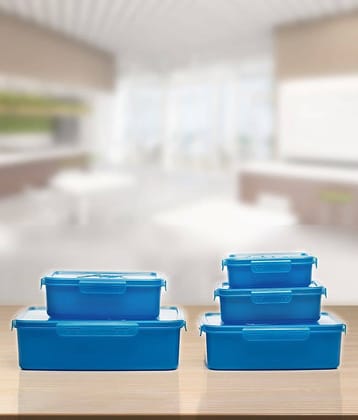 Plastic Multi-Purpose Rectangle Food Container 3000ml, 2000ml, 1000ml, 650ml, 330ml, Blue (5U)