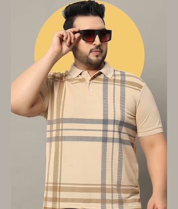 RELANE Pack of 1 Cotton Blend Regular Fit Checks Half Sleeves Men's Polo T Shirt ( Beige )