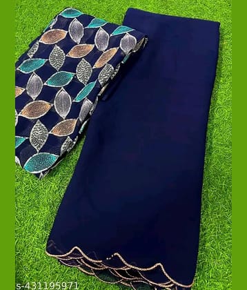 supalee Tex Georgette Solid Saree With Unstitched Blouse Piece ( Multicolor1 )