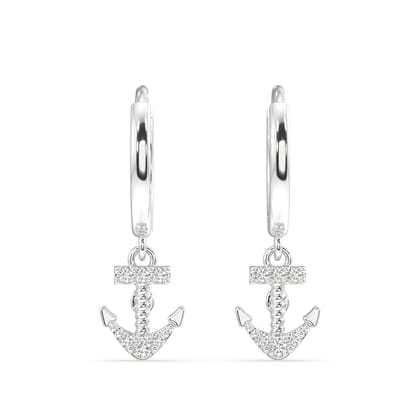 Anchor charm hoop - Pair-Rhodium plated / pair