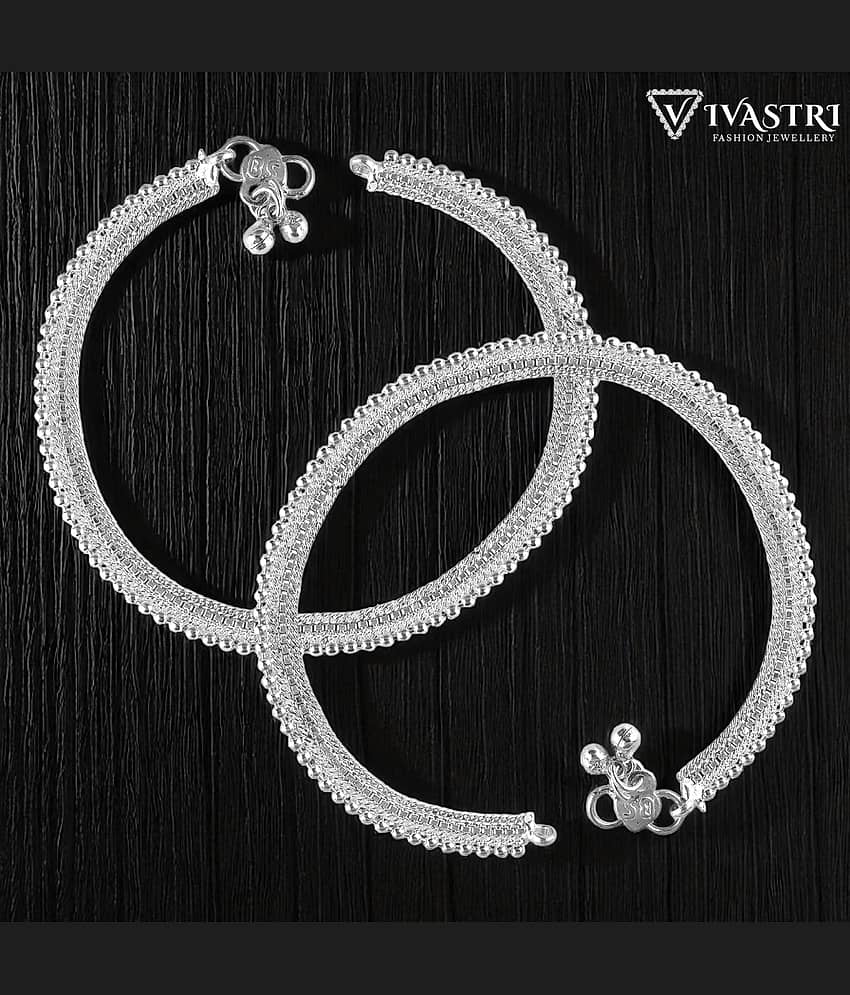 VIVASTRI Silver Anklets ( Pack of 2 )