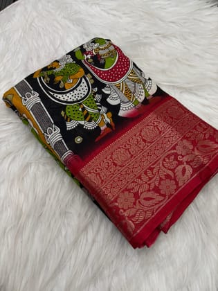 New Wedding Wear Dola Silk Print n Jacquard Border Work Fancy Designer Saree With Blouse