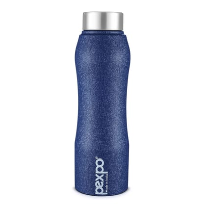 Pexpo Stainless Steel Fridge Water Bottle, 1000 ml, Blue, Bistro | Leak-Proof & Easy to Grip Water Bottle