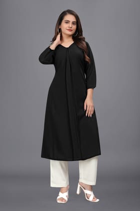 OWO THE LABEL Linen Long Kurti For Women (OTLKRT2002)-Small