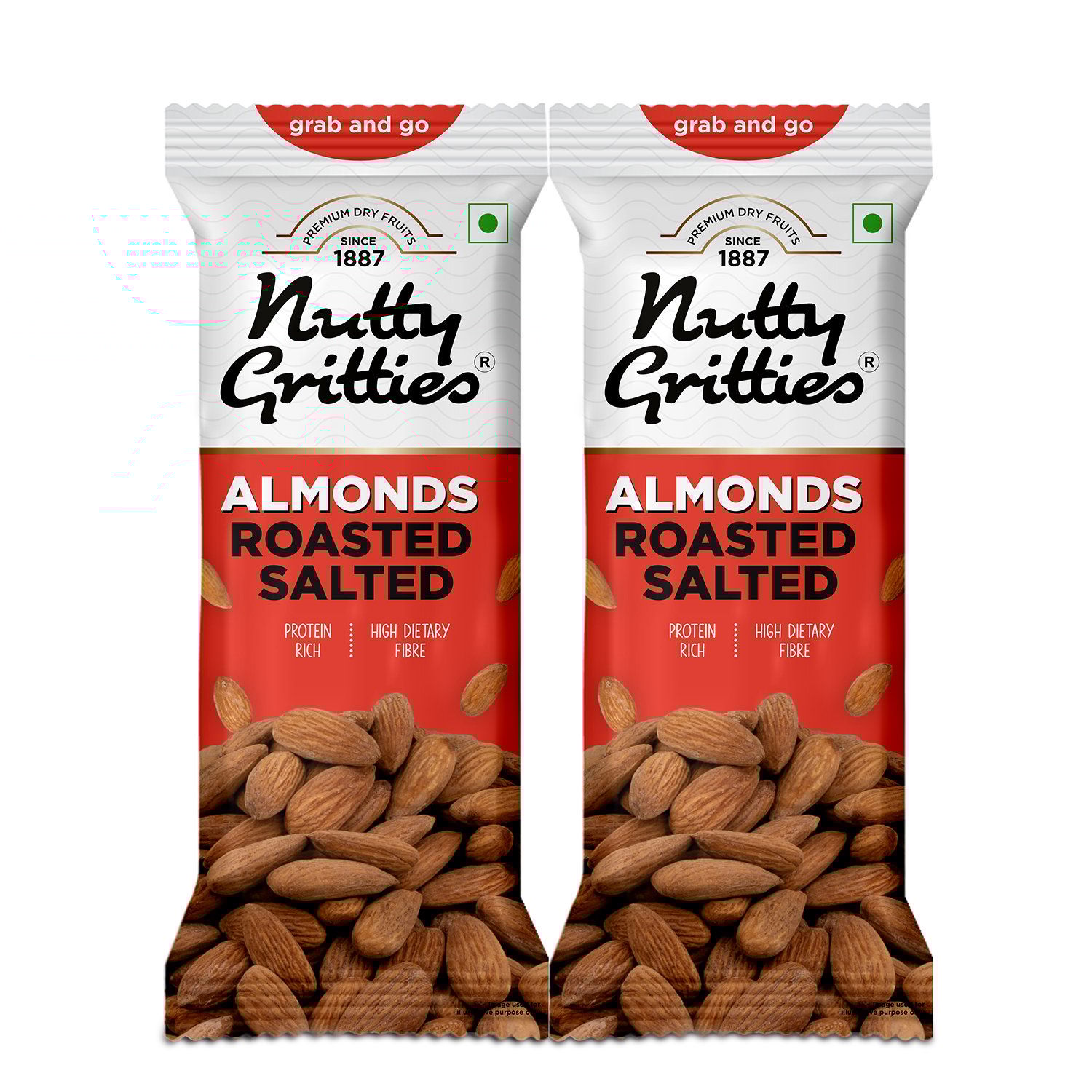 Nutty Gritties Premium California Roasted and Lightly Salted Almonds, 80 gm
