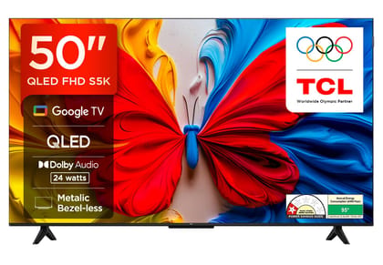 TCL 126 cm (50 inches) Metallic Bezel-Less, FHD Smart QLED Google TV 50S5K TCL 126 cm (50 inches) Metallic Bezel-Less, FHD Smart QLED Google TV 50S5K - Black / 50 inches