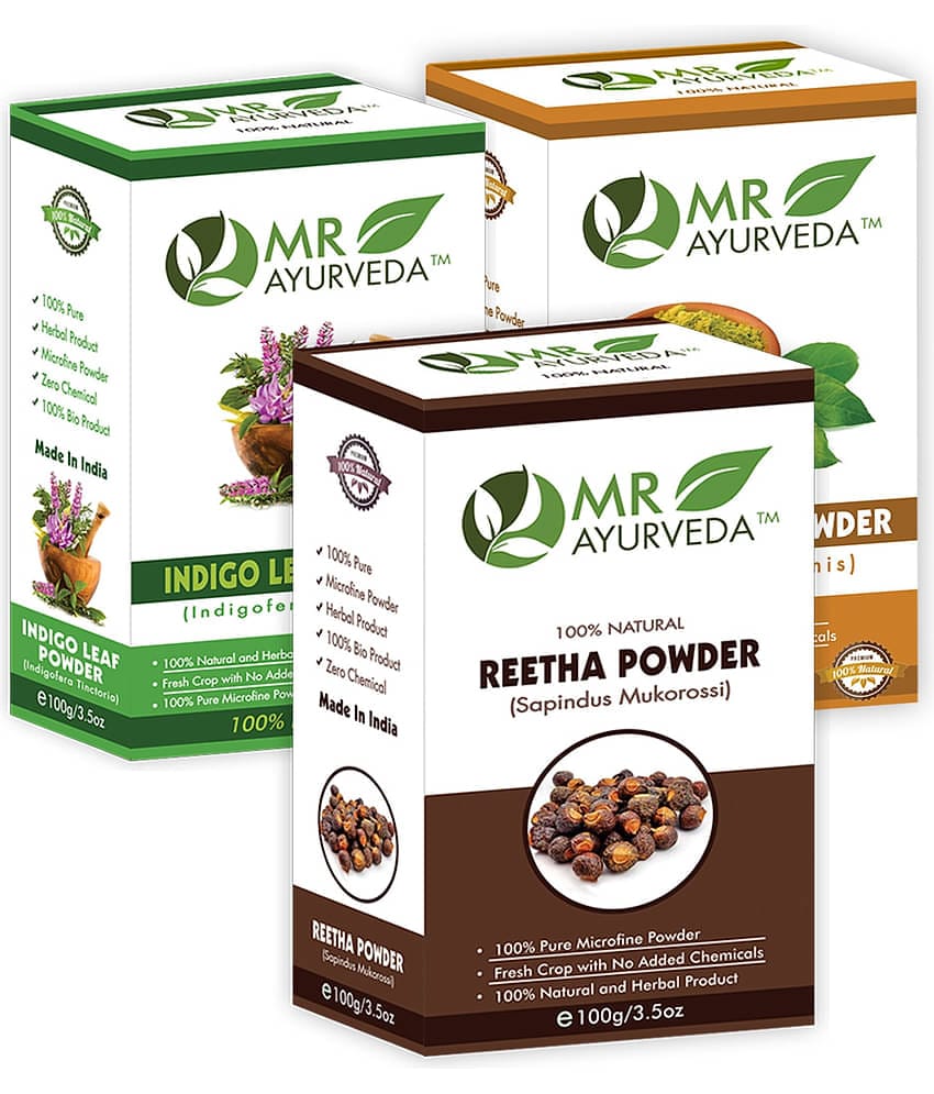 MR Ayurveda Indigo, Henna and Reetha Powder Hair Scalp Treatment 300 g Pack of 3