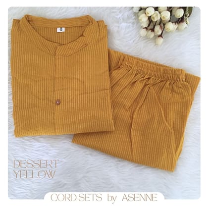 Katha Work - Dessert Yellow - Cord Set - Pure Cotton-38 - M