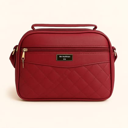 Stylish Quilted Sling Bag for Women & Girls Office & Casual Use Everyday Crossbody (Maroon)