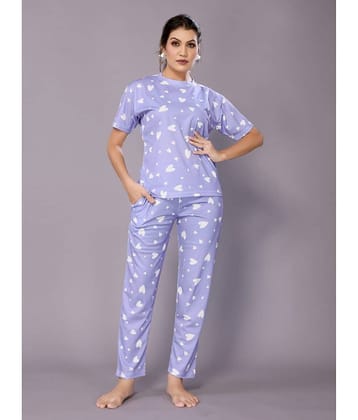 NightBlue Lavender Crepe Women's Nightwear Nightsuit Sets ( Pack of 1 )