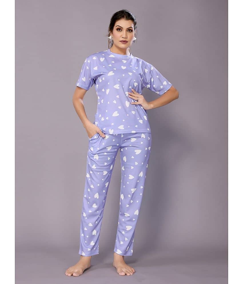 NightBlue Lavender Crepe Women's Nightwear Nightsuit Sets ( Pack of 1 )