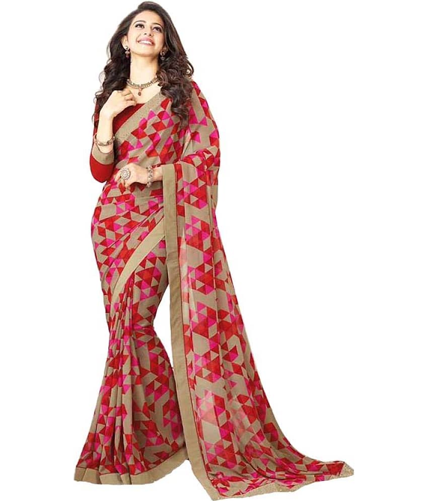Gazal Fashions Chiffon Printed Saree Without Blouse Piece ( Multicolor )