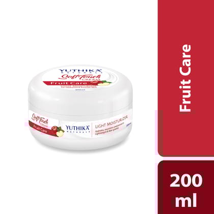 Yuthika Fruit Care Light Moisturizer Cream for All Skin Types 200ml, Non Sticky, Instant Hydration, Deep Nourishment