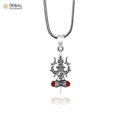 925 sterling silver lord shiva trident ( trishul ) Pendant with chain tribal jewellery nsp1013-Only Pendant