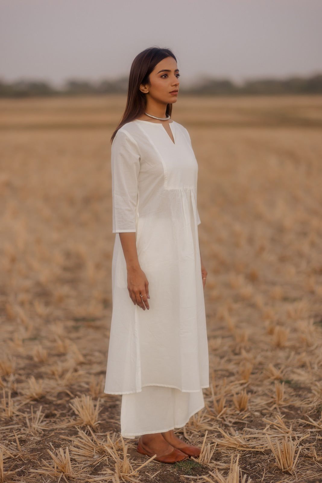 Crisp white kurta set-L