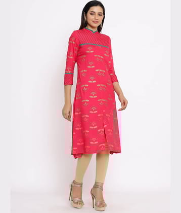 FabbibaPrints - Red Rayon Women's Front Slit Kurti