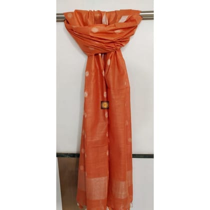 Bold Hand Dyed Slub Linen Orange Dupatta
