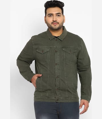 Urbano Plus - Olive Denim Regular Fit Men's Denim Jacket ( Pack of 1 )