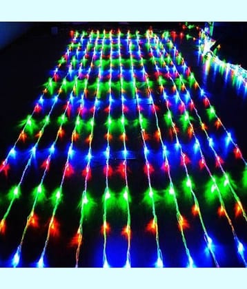 EmmEmm Premium 8x8 Feet Multi Modes Waterfall Type Curtain String Lights for Party and Diwali Decoration