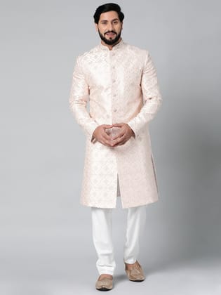 Baby Pink Embroidered Achkan-XS/36 / Indo Pant Set