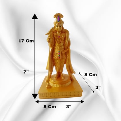 AMS Lord Murugan Raja Alangaram Idol with Parrot | Skanda Swamy Statue for Pooja Room, Office & Home Decor | Golden Resin Subramanya Swamy Showpiece | 17 cm Kartikeya Murti Gift