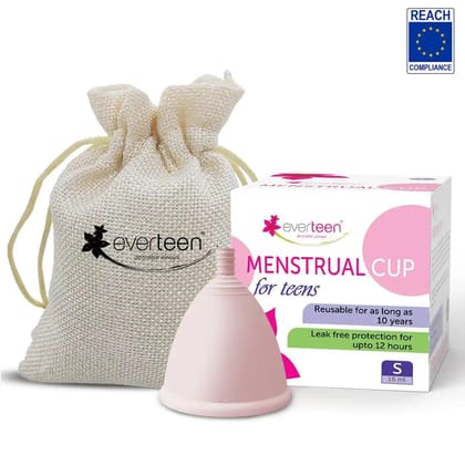 everteen Reusable Menstrual Cup for Rash-Free Periods, Leak-Proof, Silicone, Free Pouch-Small / 1 Pack