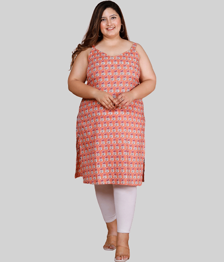 miravan - Peach Cotton Women's Straight Kurti ( Pack of 1 )