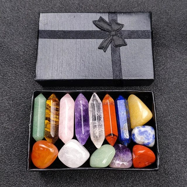 High Quality Spiritual Meditation 7 Point Chakra Tumbeld Stone Box Set