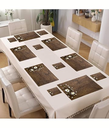 Revexo PVC Floral Rectangle Table Mats & Coasters ( 40 cm x 30 cm ) Pack of 12 - Multi