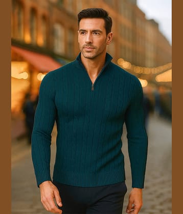 tysort Woollen High Neck Men's Full Sleeves Pullover Sweater - Beige ( Pack of 1 )