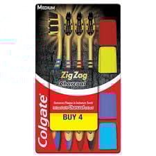 COLGATE ZIG ZAG CHARCOAL 4PCS
